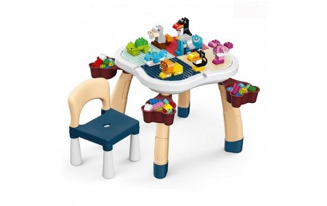 Конструктор  Комплект стола и стула для игры с конструктором 47х47х46,5 см Pituso