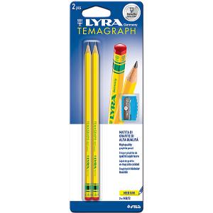 Чернографитные карандаши  с точилкой, 2 штуки LYRA. Цвет: черный