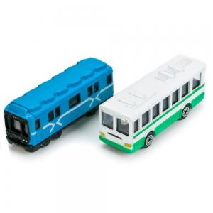 Набор машинок  Городской транспорт Вагон метро и автобус 8 см Технопарк
