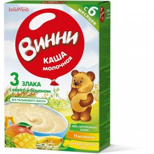 Каша  молочная 3 злака с манго и бананом 6 месяцев 220 г Винни