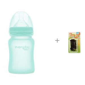 Бутылочка  Стеклянная с силиконовым покрытием 150 мл и фиксатор Baby Safety Мама-Папа Everyday