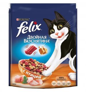 Сухой корм  Двойная вкуснятина для взрослых кошек, птица, 300г Felix