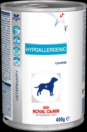 Влажный диетический корм  Veterinary Diet Hypoallergenic для взрослых собак при пищевой аллергии и непереносимости, 400г Royal Canin