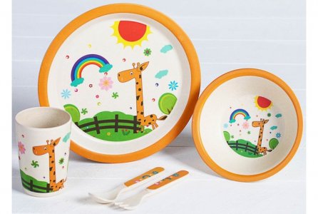 Набор детской посуды из бамбука Жирафик и радуга (5 предметов) Крошка Я