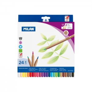 Набор цветных карандашей деревянные грифель 3.5 мм 24 цвета в картонной упаковке Milan