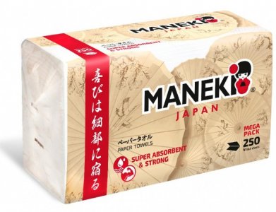 Полотенца бумажные листовые однослойные Kabi V-сложения 250 шт. Maneki