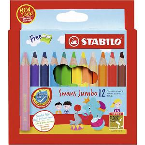 Набор цветных карандашей Stabilo Swans Jumbo, 12 цветов. Цвет: разноцветный