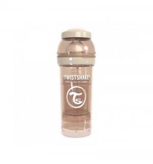 Бутылочка  для кормления антиколиковая пластик с рождения, 260 мл, цвет: бежевый Twistshake