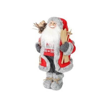 Дед Мороз в Красной Шубке с Лыжами и Подарками 45 см Maxitoys