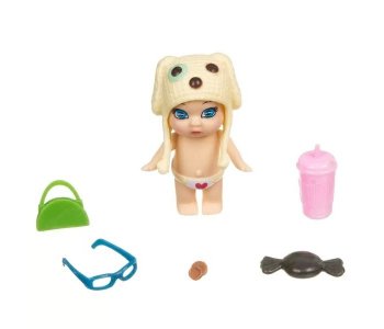 Игровой набор OLY Кукла в баночке вязаной шапочке с аксессуарами Bondibon