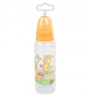 Бутылочка  с силиконовой соской полипропилен рождения, 250 мл, цвет: оранжевый Мир Детства