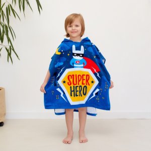 Полотенце-пончо детское махровое Super Hero 120х60 Крошка Я