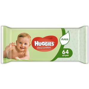 Салфетки  «Ultra Comfort Алоэ» влажные с алоэ, 64 шт Huggies