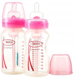 Набор бутылочек Dr.Browns Options полипропилен с рождения, 270 мл, цвет: розовый Dr.Brown's