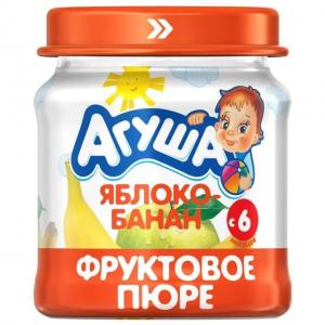 Пюре  яблоко-банан с 6 месяцев, 115 г Агуша