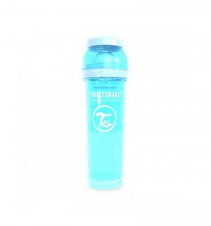 Бутылочка  для кормления антиколиковая пластик с рождения, 330 мл, цвет: синий Twistshake