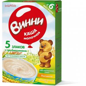 Каша  молочная 5 злаков с 6 месяцев 200 г Винни