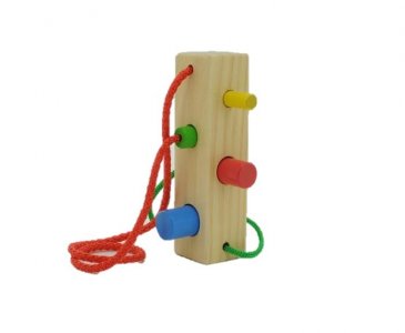 Деревянная игрушка  Шнуровка-сортер Брусочек Мир деревянных игрушек