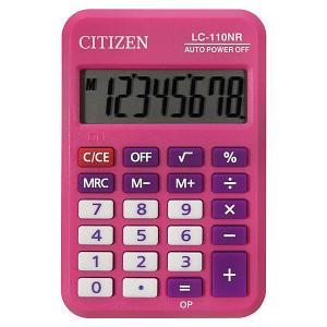 Калькулятор карманный  LC-110NR-PK Citizen. Цвет: розовый