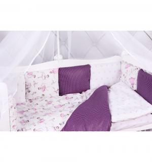 Комплект постельного белья  Baby Boom, цвет: фиолетовый/белый 4 предмета Amarobaby