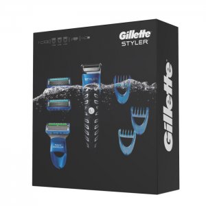 Подарочный Набор для бритья Бритва Styler с 3 насадками и сменные кассеты Gillette