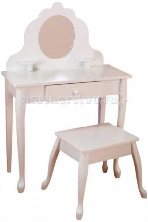 Туалетный столик из дерева для девочки Модница (White Medium Vanity & Stool) KidKraft