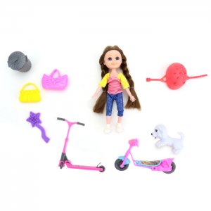 Кукла с аксессуарами Нина на прогулке самокате 16 см ND Play