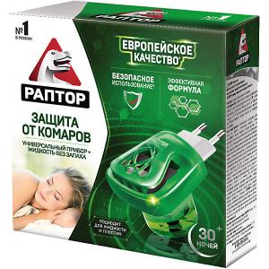 Комплект  прибор + жидкость от комаров, 30 ночей Раптор