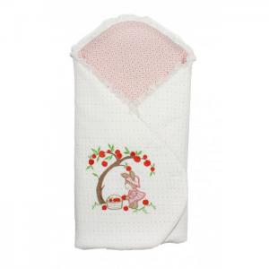 Одеяло-конверт с жесткой спинкой и шапочка Яблочный садик Осьминожка
