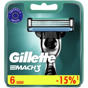 Сменные кассеты Mach 3 с лезвиями 6 шт. Gillette
