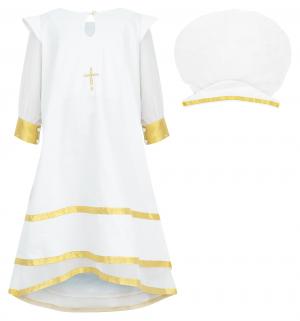 Комплект платье/чепчик крестильные , цвет: белый/золотой Ангел Мой