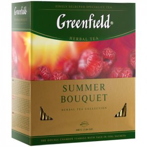 Чай травяной Малина, шиповник, яблоко Summer Bouquet 100 пак. Greenfield