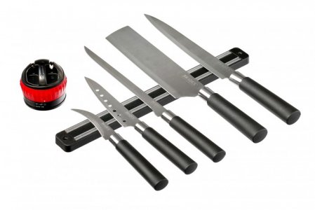 Набор ножей Самурай с ножеточкой и магнитным держателем (5 предметов) Bradex