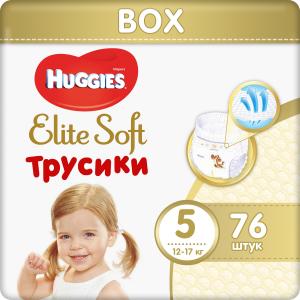 Трусики-подгузники  Elite Soft, р. 5, 12-17 кг, 76 шт Huggies