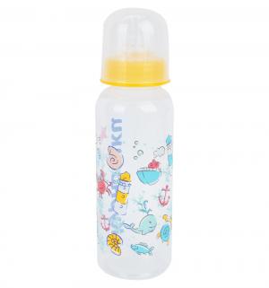 Бутылочка  с крышкой и силиконовой соской полипропилен, 250 мл, цвет: желтый Курносики
