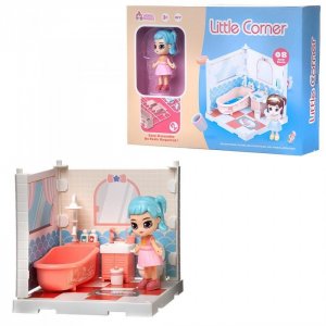 Модульный домик Собери сам Мини-кукла в ванной комнате с аксессуарами ABtoys