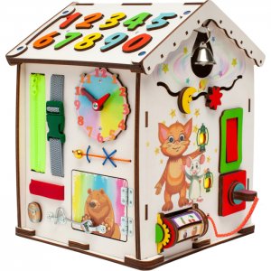 Деревянная игрушка  Бизиборд Развивающий домик со светом Jolly Kids