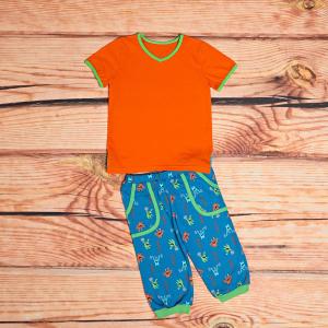 Комплект футболка/шорты , цвет: оранжевый/голубой Трифена